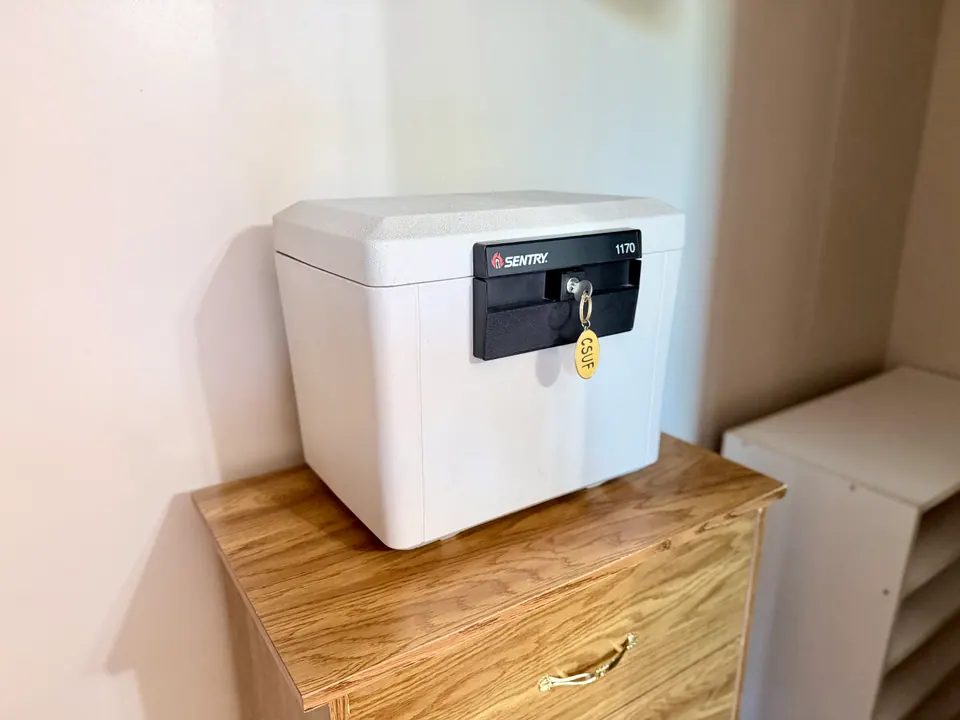 Lockable safe on the dresser